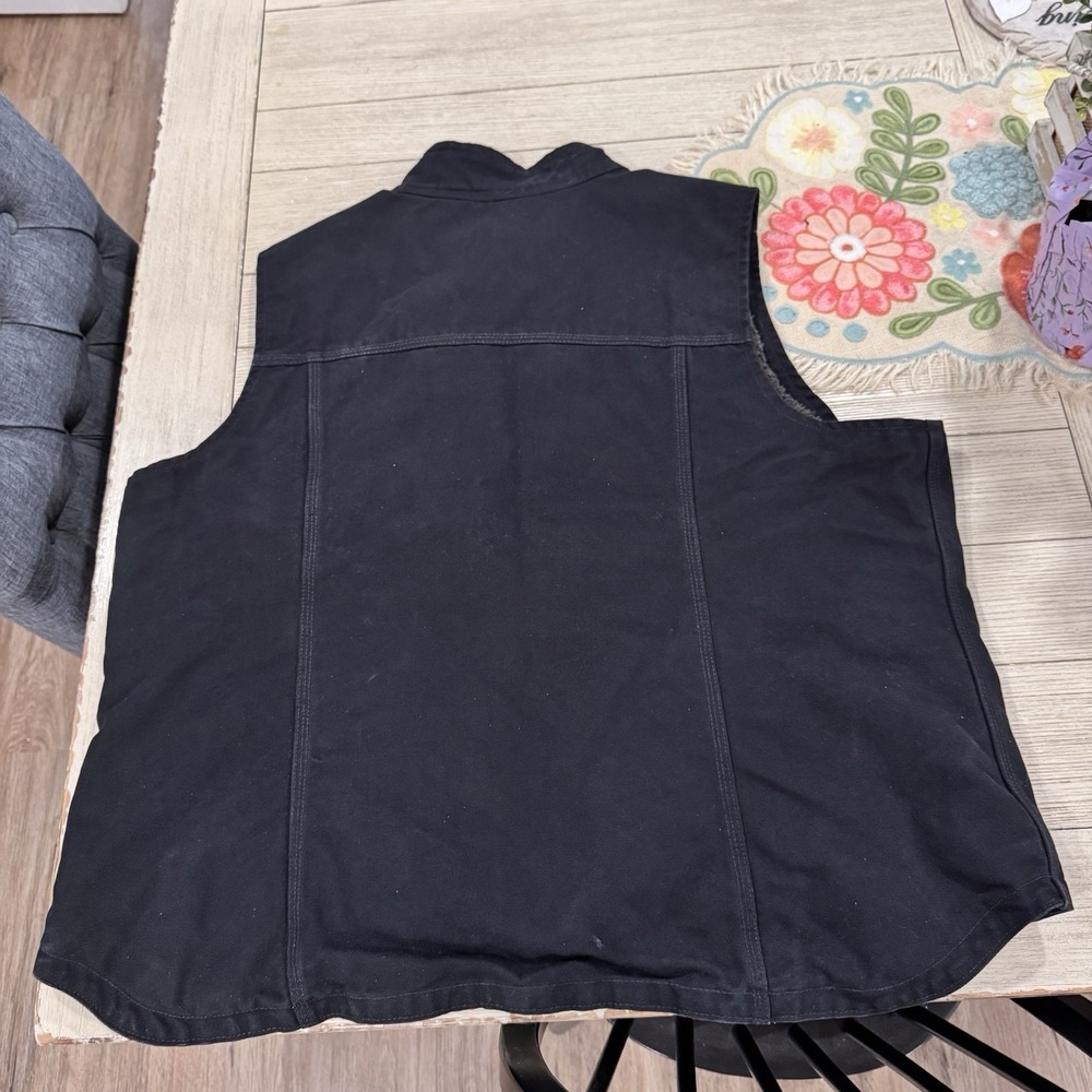 Carhartt Vest Men 2XL XXL Black Canvas Sherpa Lined Workwear Duck Relaxed Jacket - Picture 4 of 9